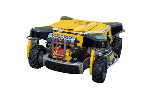Rumsauer präsentiert besonders flachen ferngesteuerten Großflächen- und Böschungsmäher Spider 2SGS SUPER LOW EFI