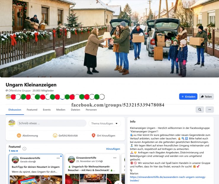 Ungarn Kleinanzeigen: Facebookgruppe in der Auswanderung auf Alltag trifft – kameradschaftlich, ehrlich, deutschsprachig.