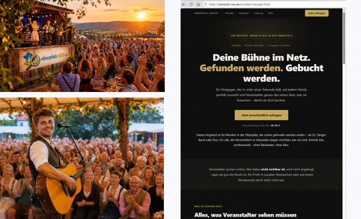 Onepager für Musiker: Wie Bands und DJs in der Oberpfalz endlich online besser gefunden werden